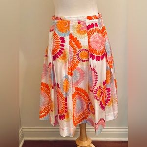 BCBGMAXAZRIA Red White Orange Floral SZ 4 Festival Boho Feminine Chic Full Skirt